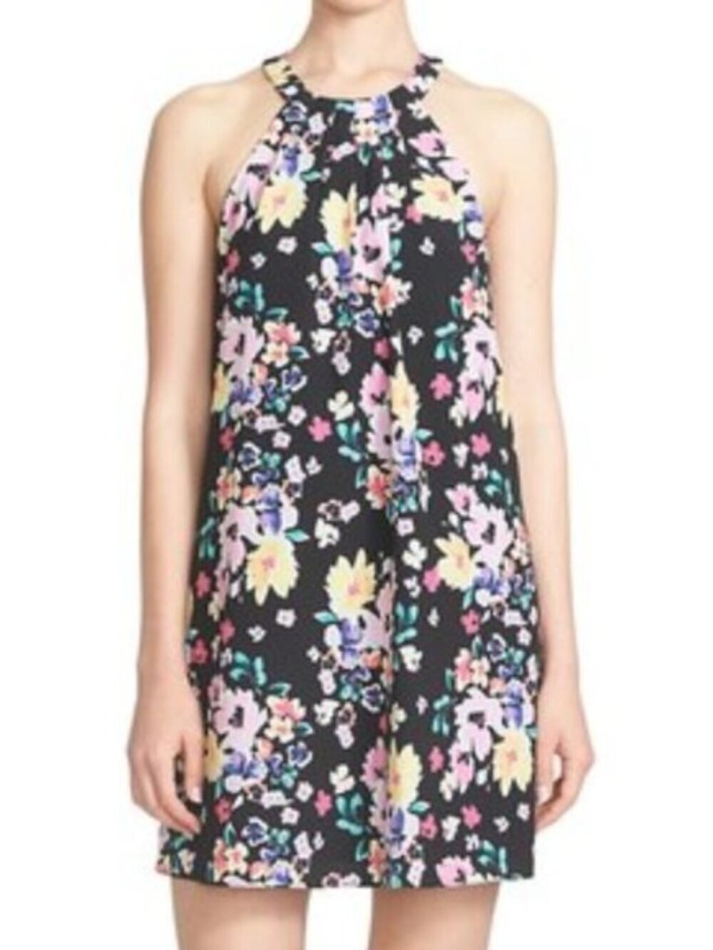 CeCe Cynthia Steffe Black Floral Sleeveless A Frame Dress Size 8